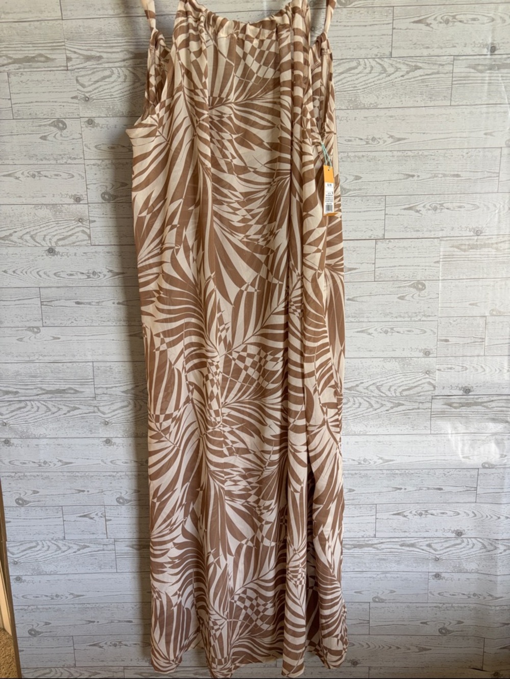 Kona Sol Tan and Cream Tropical Print Swim Coverup NWT - Picture 2 of 4